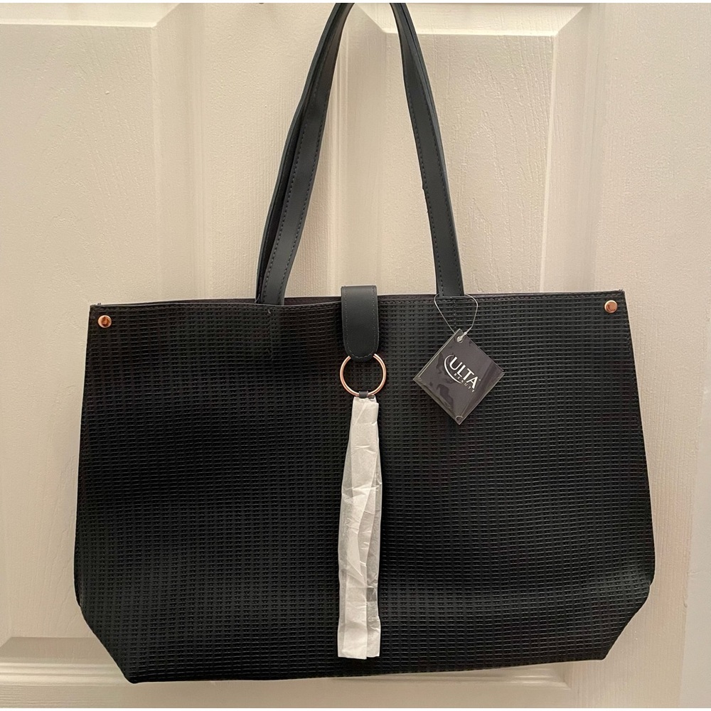 Ulta Beauty- Large Navy Tote Bag With Gold Accents & Snap Closure- NEW W/ Ticket